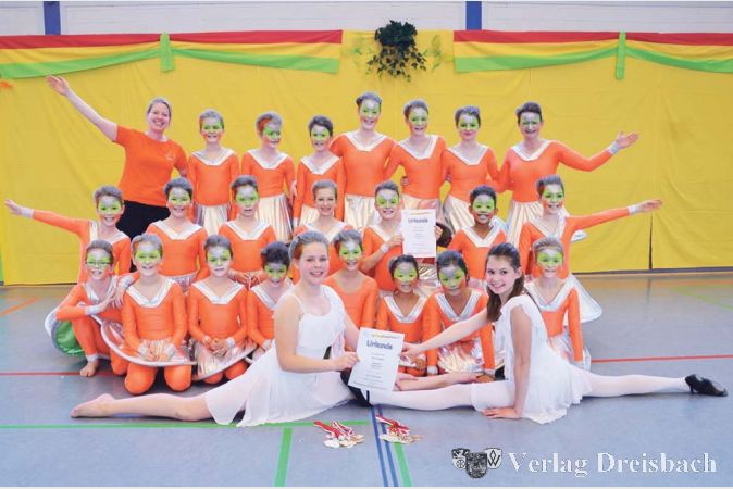 Die Showturngruppe &bdquo;Mapindus&ldquo; der DJK Fl&ouml;rsheim erhielt beim Showwettbewerb in Taunusstein die H&ouml;chstwertung f&uuml;r ihre beiden Showvorf&uuml;hrungen.?(Foto: privat)
&nbsp;