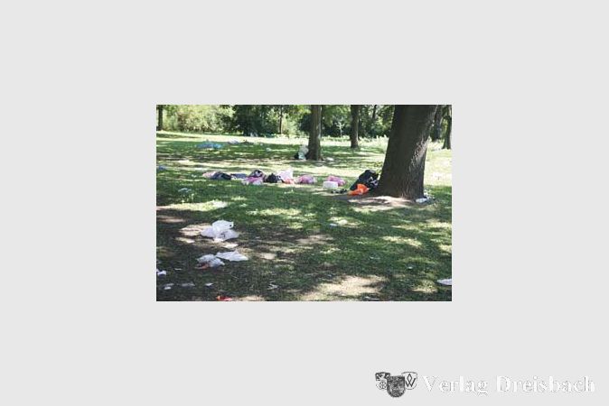 So sah es auf dem gesamten Gel&auml;nde an der Ochsenwiese und bis in den Burgpark hinein aus, nachdem sich die Traveller am Montagmorgen, 15. August, pl&ouml;tzlich davongemacht hatten.