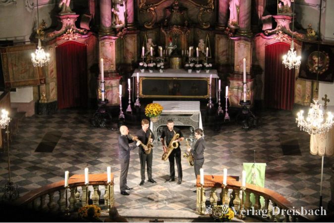 Lukas Stappenbeck, Anze Rupnik, Benjamin Reichel und Adrian Durm (von links) entfalteten am 3. November vor beeindruckten Konzertbesuchern die Vielseitigkeit des Saxophons.