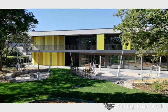 Der geräumige Außenbereich der im Juni 2020 eröffneten Kindertagesstätte bietet viele Spielmöglichkeiten.