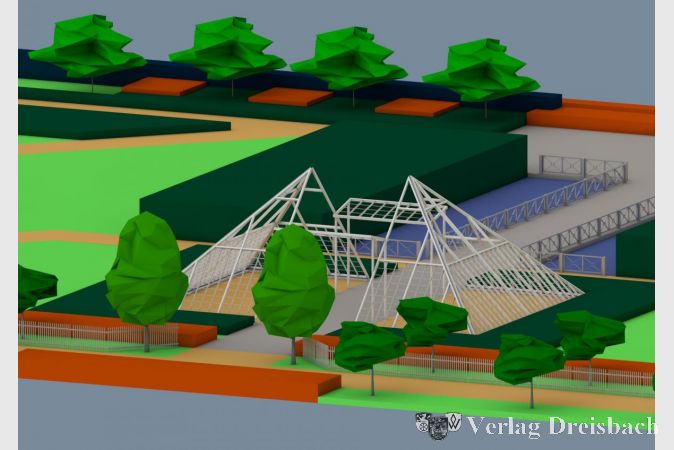 Die neue Pyramide wird in ihrer Form der alten gleichen und dieselben dunkelroten Rosenstöcke tragen.