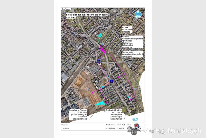 Die aktuelle Spielplatzversorgung im Geltungsbereich des Bebauungsplanes „Vordere Voltastraße“.
