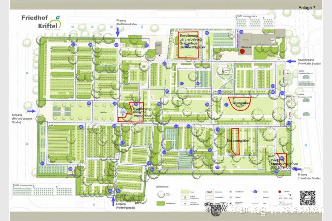 Ein Plan vom Friedhof. Hier sind die geplanten Erweiterungen zu sehen.