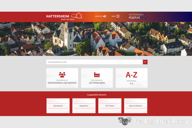 Die Startseite der neuen Digitalplattform der Stadt Hattersheim.