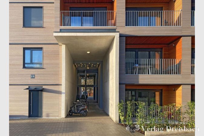 Blick auf die neue Wohnanlage „Raiffeisenstraße 2a bis 2d“ mit 48 Wohneinheiten.