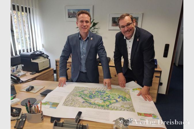 Arbeiten vertrauensvoll zusammen: Der Erste Beigeordnete Martin Mohr (links) und Bürgermeister Christian Seitz.