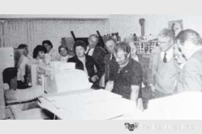 Besuch in der Druckerei Hasel GmbH, 1984.