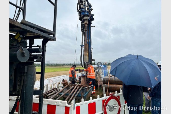 Bohrung für die neue Grundwassermessstelle in Hattersheim.