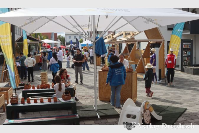 Den gesamten Bereich vor dem neuen Rathaus belegte die Süwag mit einem vielfältigen Spielangebot rund um das Thema "Energiepark".