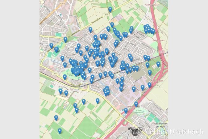 Ideenkarte im Rahmen der Online-Umfrage zum Thema Klimaschutz: Die meisten eingetragenen Vorschläge drehten sich um Begrünung und Entsiegelung.