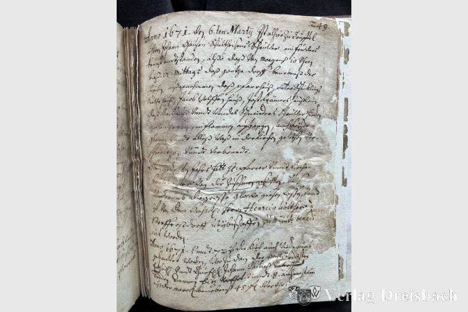 Foto: Heimatmuseum
Bericht über den großen Brand von 1671.