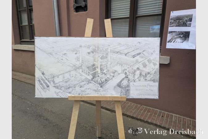 Foto: mpk
Alte Zeichnung der "Cellulosefabrik Okriftel a/m." unter der Leitung von Philipp Offenheimer.