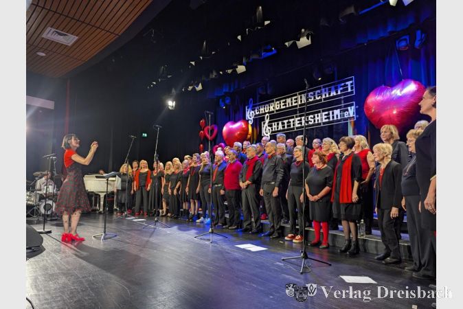 Foto: mpk
Ein großer Chor auf der großen Bühne: Die Chorgemeinschaft Hattersheim hatte am Sonntag zu ihrem Jahreskonzert in die Stadthalle eingeladen.